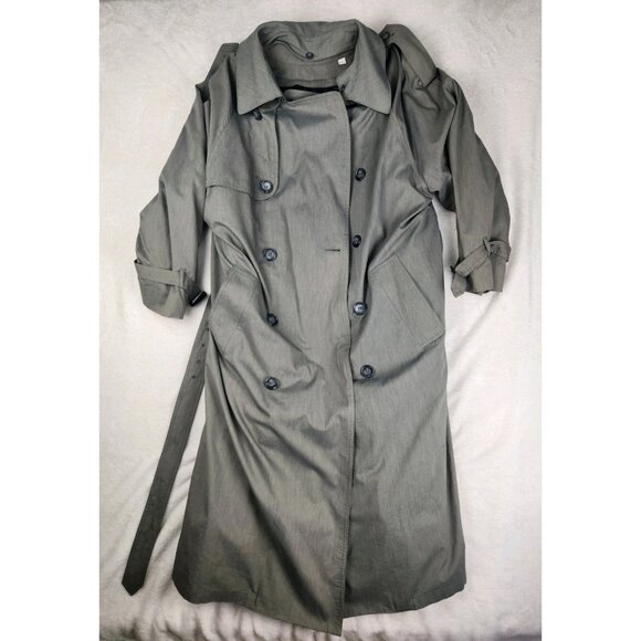 Men’s London Fog Double Breasted Trench-Coat 42 Reg Gray w Zip Out Lining - Picture 1 of 16